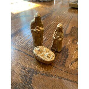 Vintage Gold-Tone Nativity Figurines Set Of 3